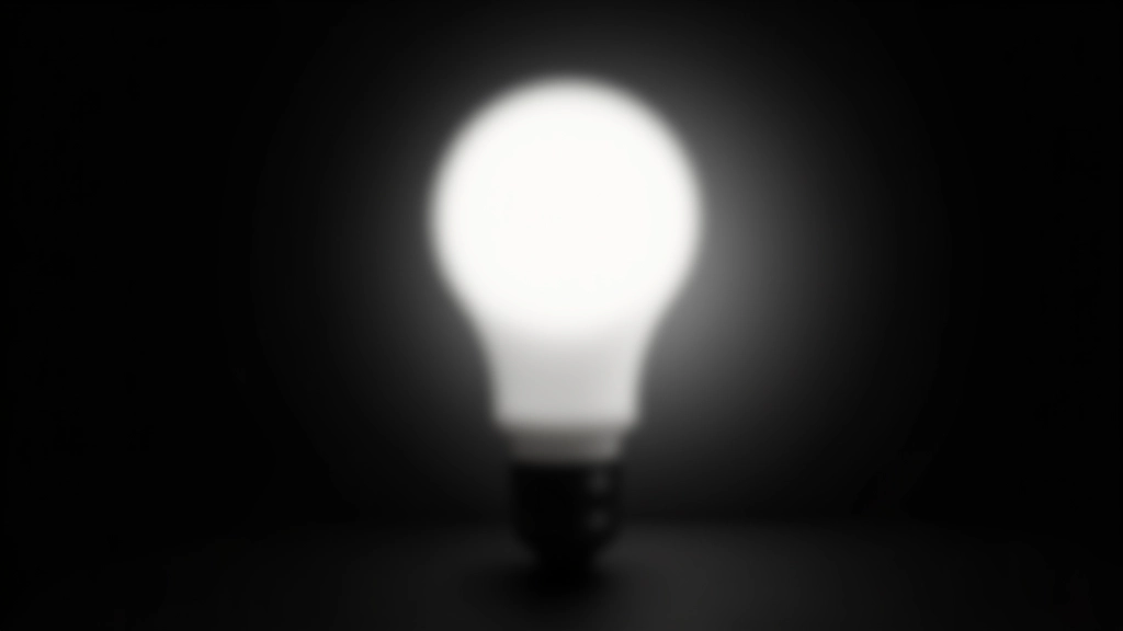 Moderní LED žárovka s chladným bílým světlem na tmavém pozadí, čistý design